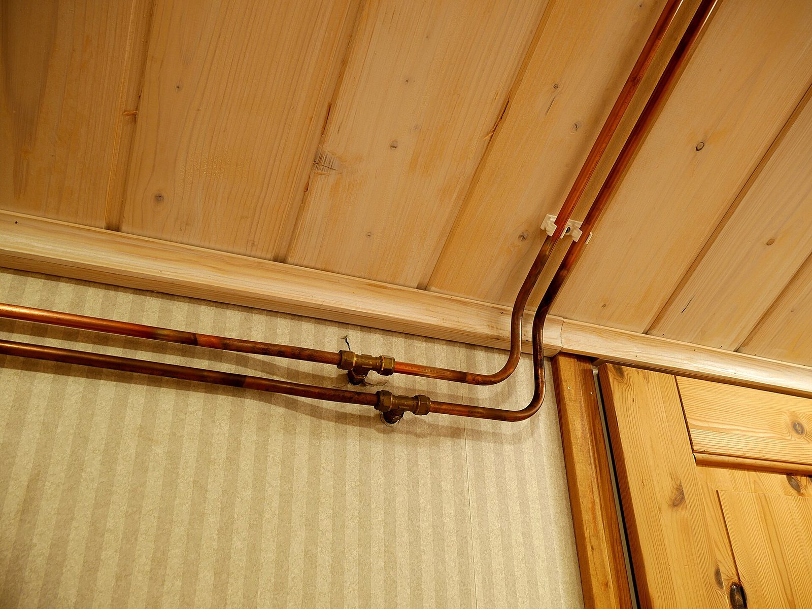 Bundle of copper water pipes